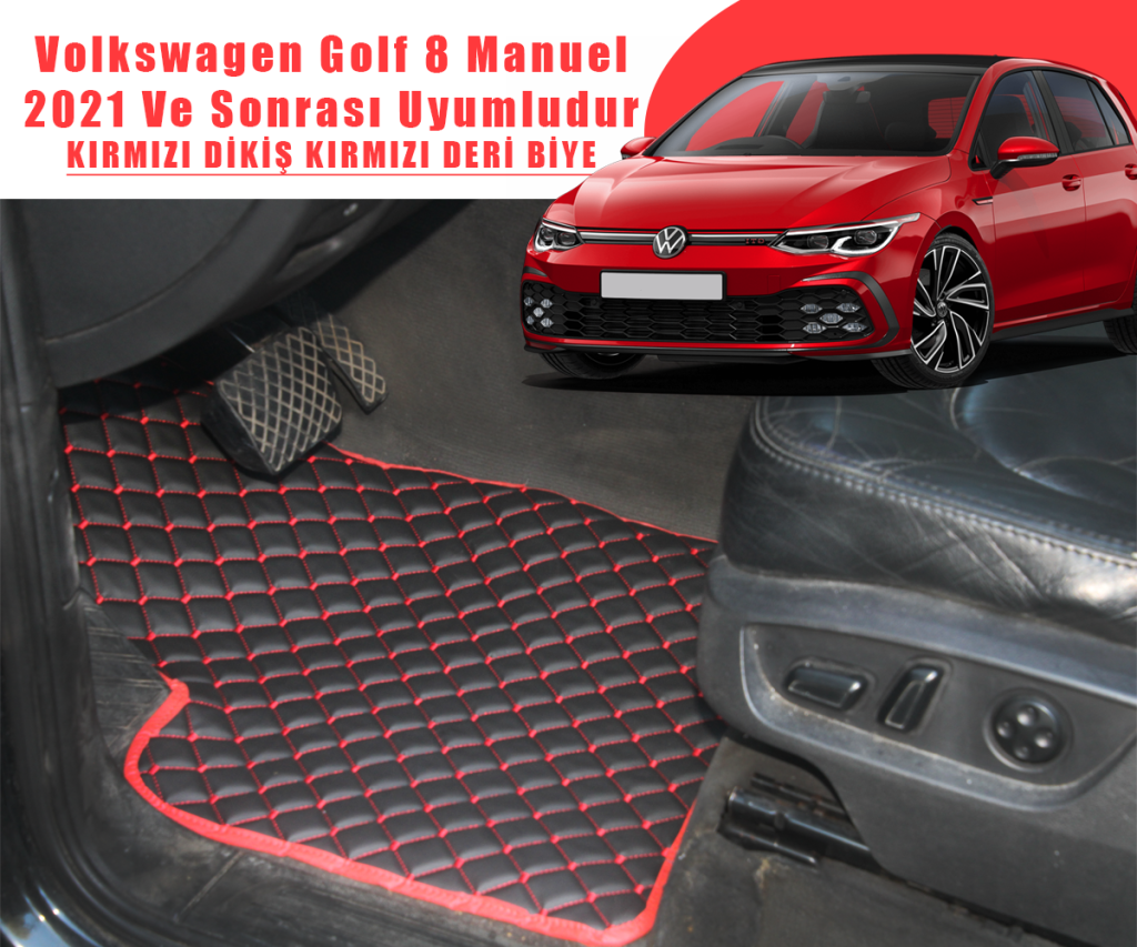 VOLKSWAGEN GOLF 8 MANUEL (SİYAHA KIRMIZI) 2021 VE SONRASI İÇİN UYUMLUDUR