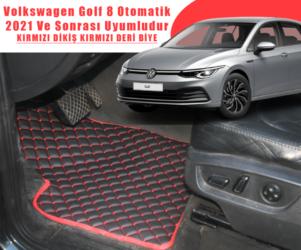 VOLKSWAGEN GOLF 8 OTOMATİK (SİYAHA KIRMIZI) 2021 VE SONRASI İÇİN UYUMLUDUR